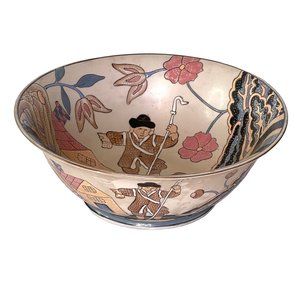 Vintage China Trader Bowl Hand Painted Enamel 9.75" x 3.75"